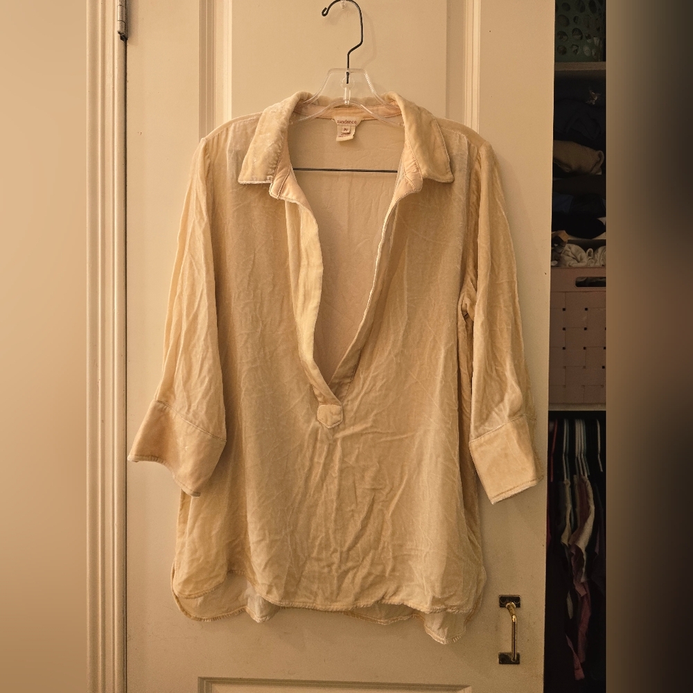 Sundance Oversized Butter Yellow Blouse Sz Small Petite